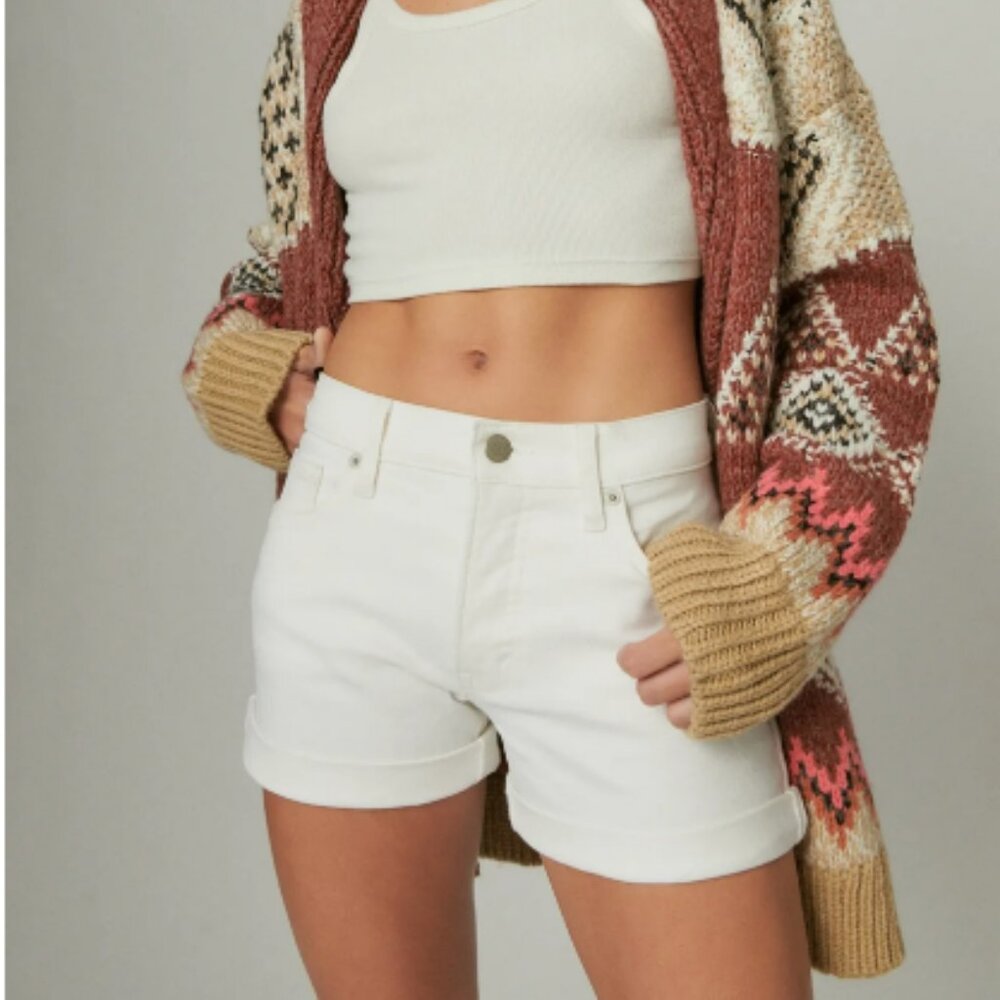 Lucky Brand Ava Mid-rise white shorts WS-172